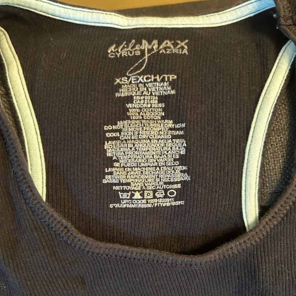 Miley Cyrus Max Azria CS black ribbed racer back tank XS